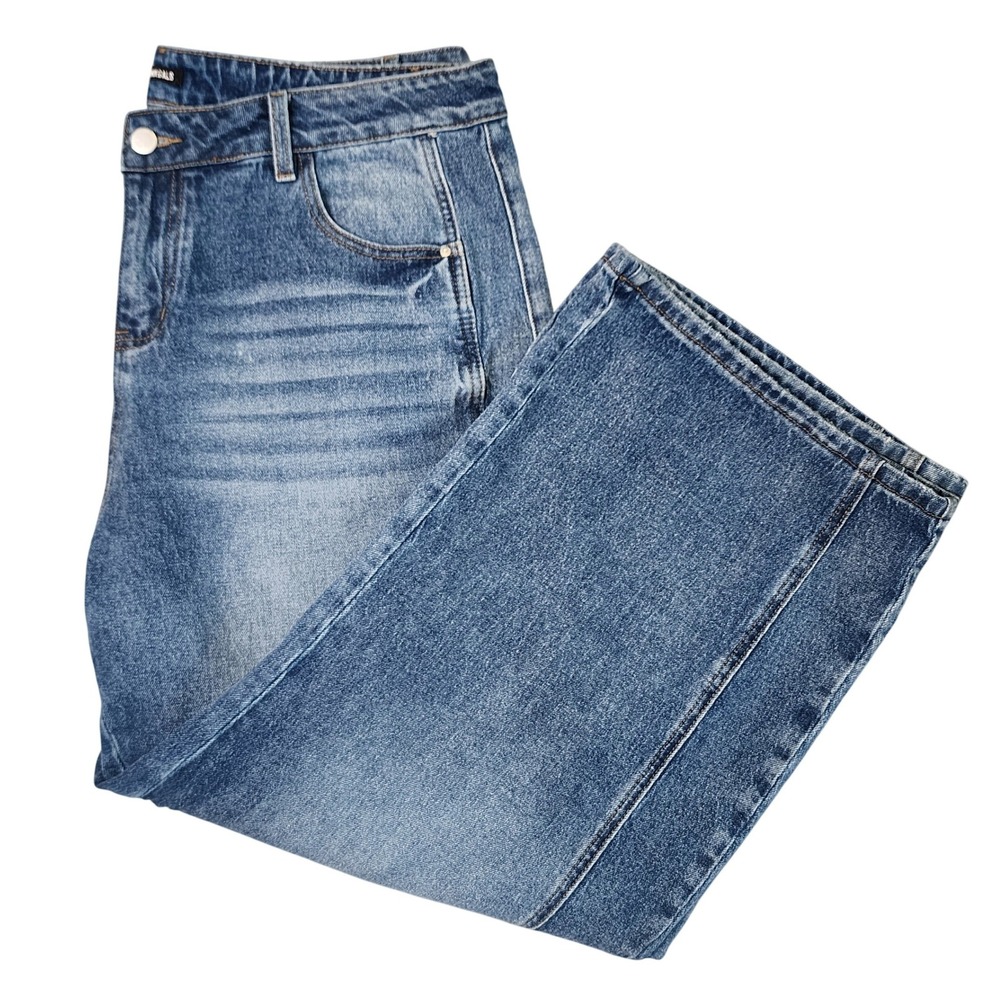 Flamingals Denim Wide Leg Jeans Blue High Rise Whiskered Size 18/2XL Casual